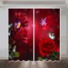 2stk Red Rose Abstrakt Marmormønster Gardiner Stanglomme Valentinsdagsdekorasjon Trykt Lysfiltrerende Kjøkkengardin