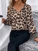 Classic Leopard Print V-neck  Sleeve Long-sleeved Shirt