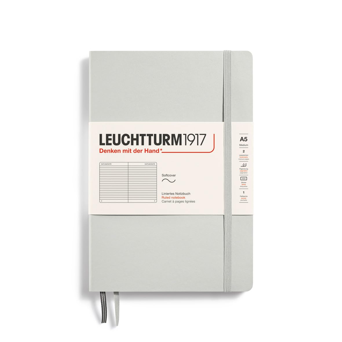 Leuchtturm Горизонтальный Мягкий Свет Официально Импортированный Блокнот, A5, В Линейку, Обложка, Серый, 367264,