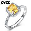 High Imitation Diamond Gold-Plated Ring For Women'S Color Yellow Carat Pillow-Shaped Square Diamond Wedding Ring