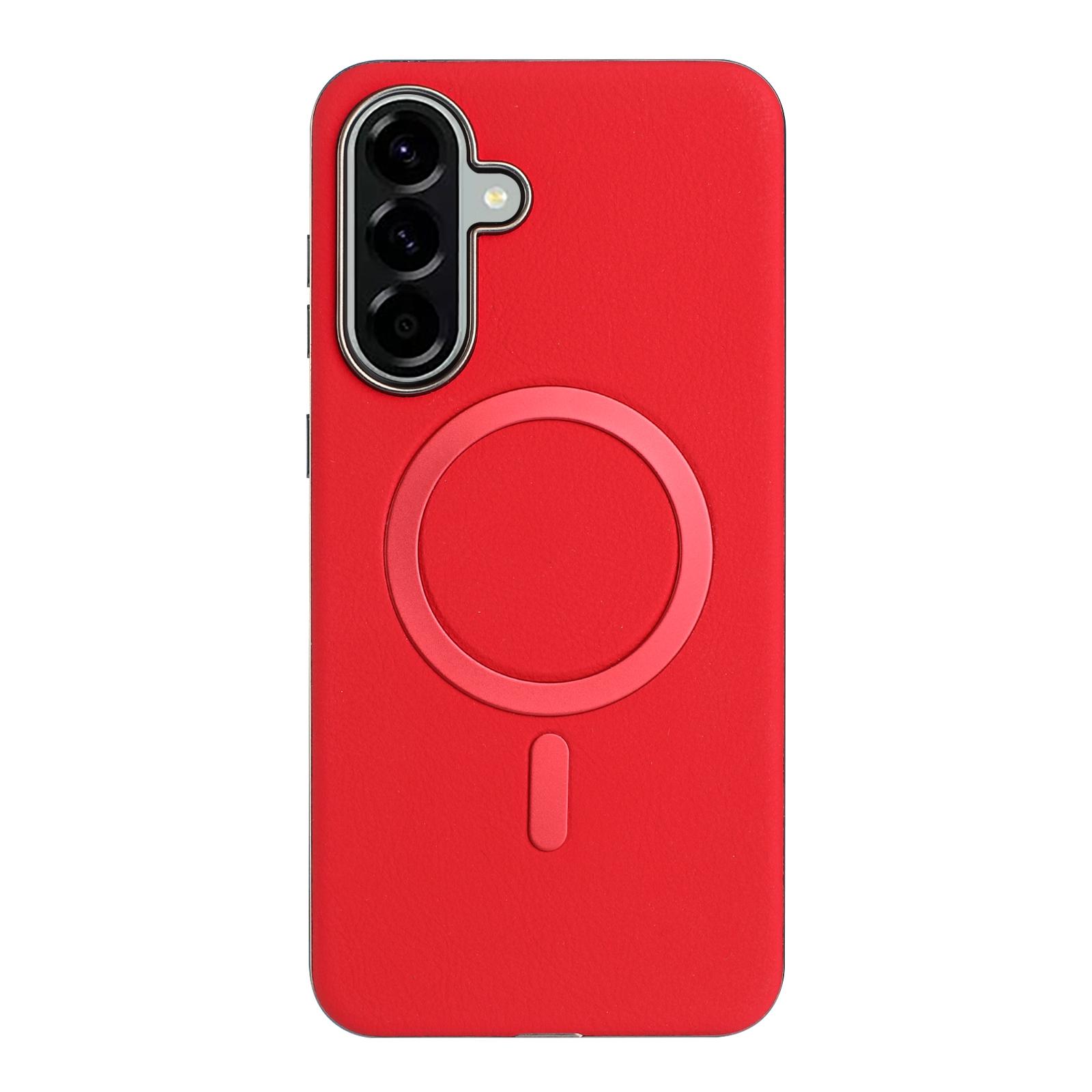 

For Samsung Galaxy A55 5G Case BINFEN COLOR BF40 Compatible with MagSafe Electroplated PU+TPU Phone Back Cover Red