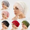 Solid Color Headscarf Hat Lace Edge Undercap Comfortable Fit Hijab Cap Women Headwear