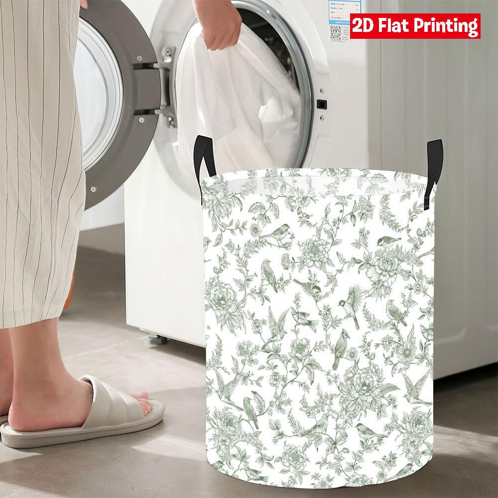 Collapsible Laundry Basket Large Round Waterproof Fabric Hamper Dirty Clothes Storage Bin Toy Organizer with Handles