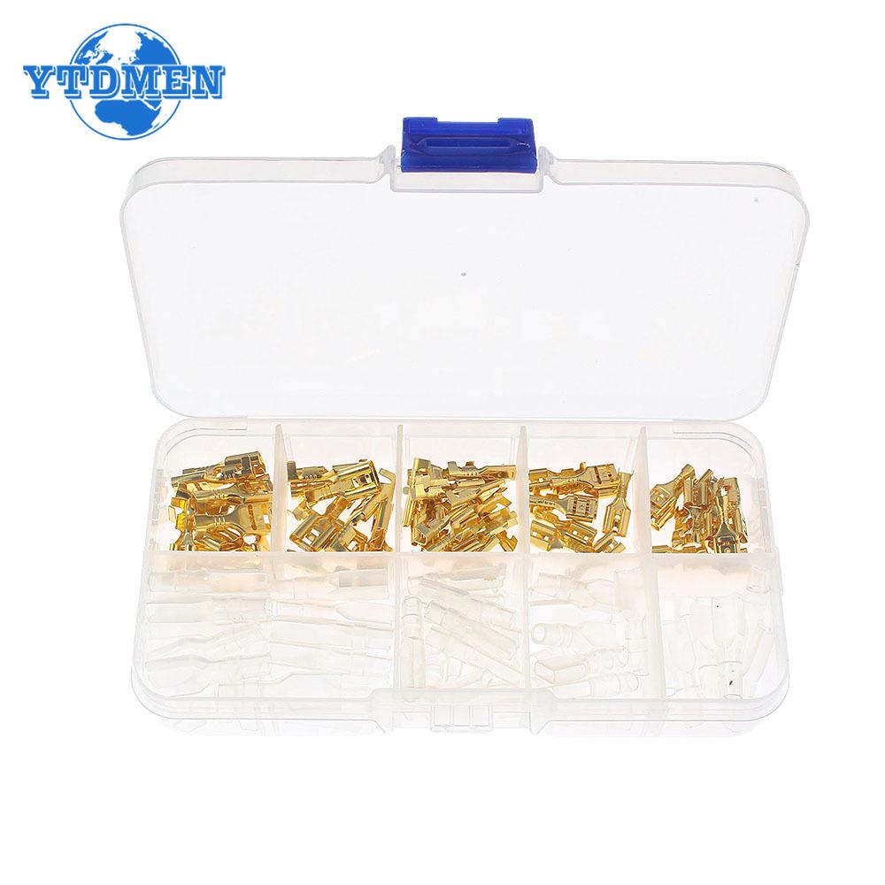 120PCS Cold Pressed Reed Terminals 2.8/4.8/6.3mm Insulated Male and Female Connector Electrical Crimp Terminals Spade Connectors