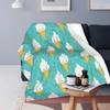 Ice Cream Cartoon Pattern Fleece Flannel Blanket for Bed Couch Blanket Super Soft Lightweight All Season Warm Teenage Girls Gift