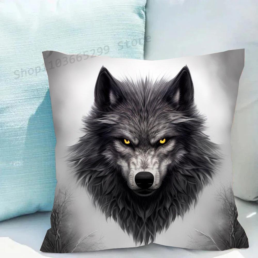 1pc Animal Wolf Pillow Case Square Bedroom Sofa Leisure Comfort Cushion Car Living Room Home Decoration