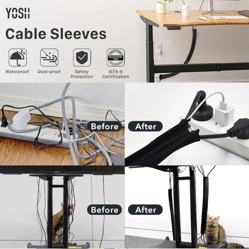 50cm Black Cable Organizer ZipperTypeTV Computer Cable Sleeve Insulated Protective Office Cable Hidden Storage Management