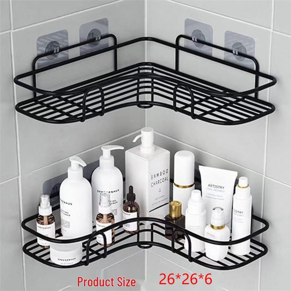 Punch-Free Iron Art Wall-Mounted Bathroom & Kitchen Corner Shelf