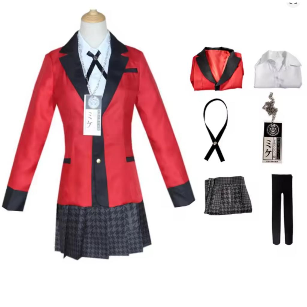 Anime Kakegurui Yomotsuki Runa Cosplay Kostüm Jas JK Schule Uniformen Jas Hoodie Halloween Karneval Kleidung
