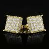 Hip Hop Style Copper Micro-Inlaid Zircon Square Stud Earrings Hiphop Trendy Cool Earrings