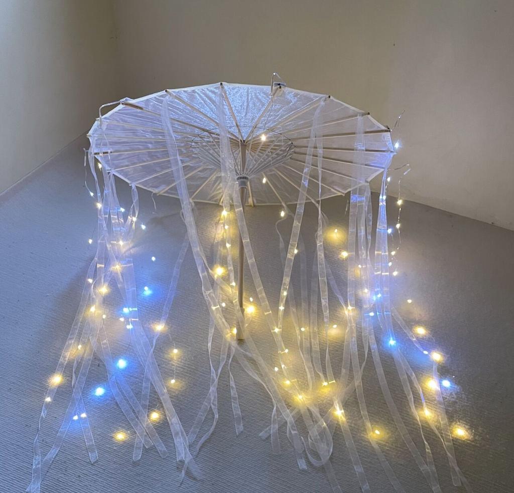 LED Przędza Jedwabna Tkanina Koronka Dekoracyjny Parasol Plażowy Parasol Księżniczka Chiński Japonia Parasol Drama Craft Parasol Cosplay