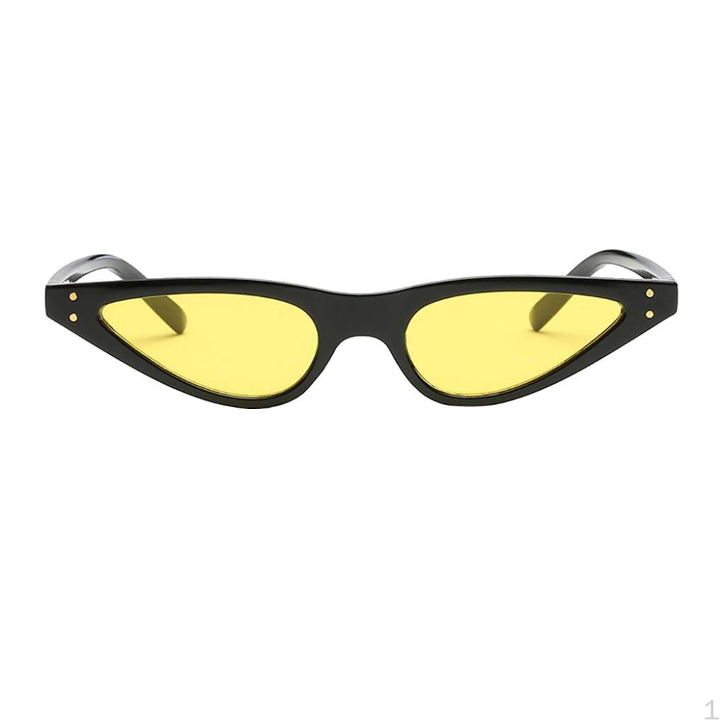 Women Retro Sunglasses Eyewear Plastic Glasses Shades Black Frame & yellow lens