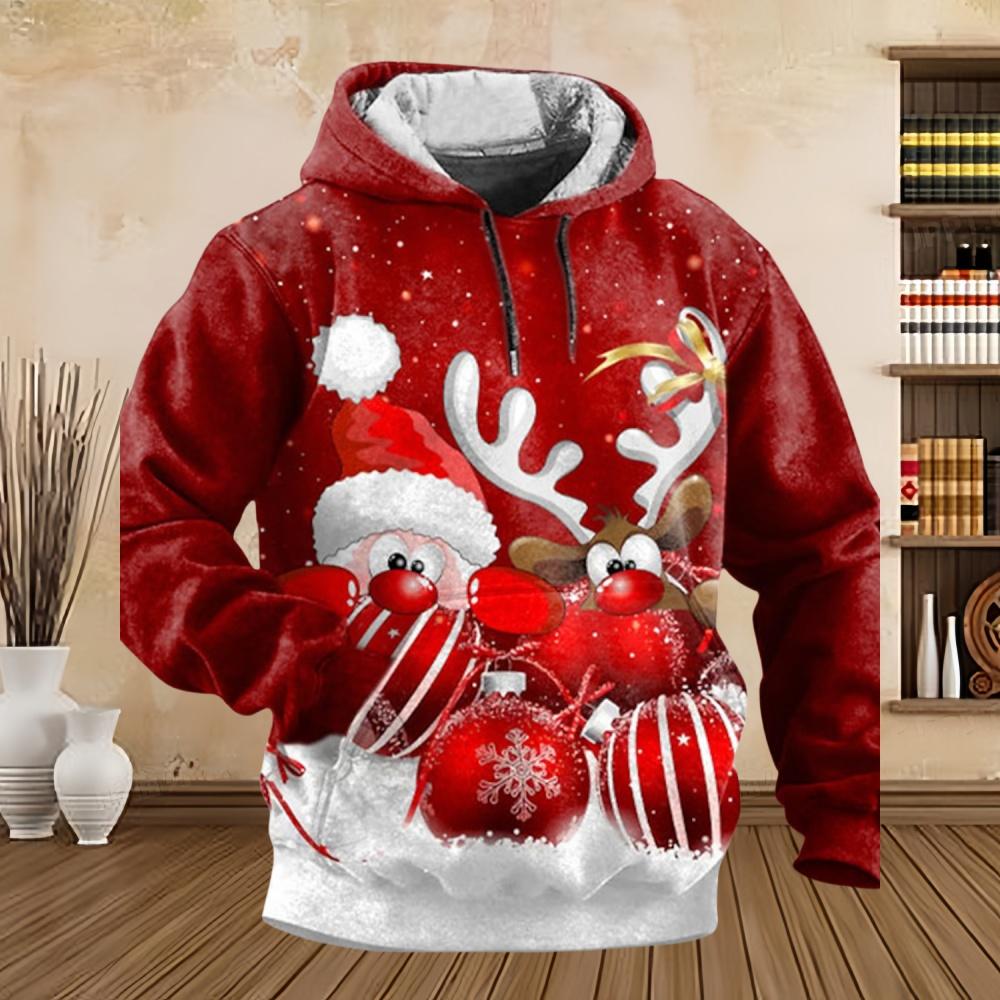 New Sweatshirts Santa Claus Funny 3D Prints Pullover Hoodie Kangaroo Pocket Designer Men's Clothing Fall Christmas Sweatshirt