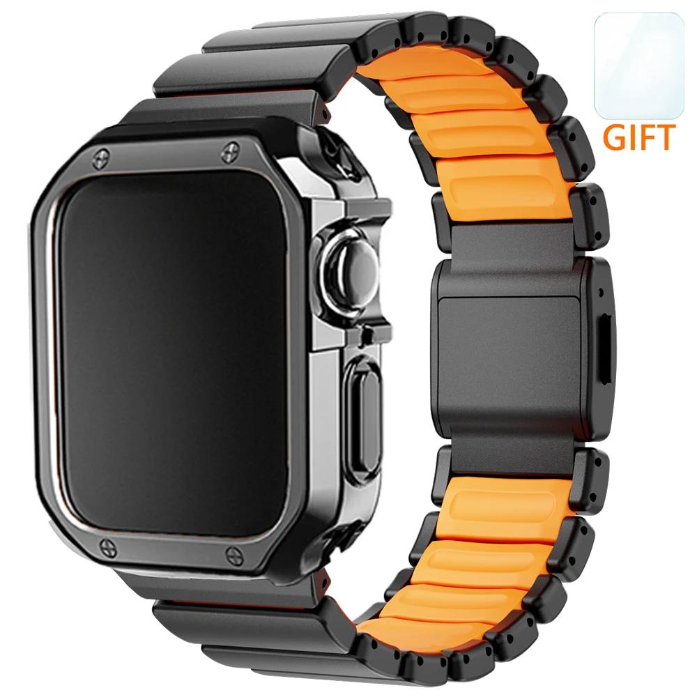Cinturino in Titanio+Custodia in TPU per Apple Watch Ultra 3 2 49mm 46mm 45mm 44mm Braccialetto da Uomo d'Affari per iwatch 11 10 9 8 7 6 5 4 SE Cinturino
