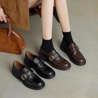 Manter versão~ Sapatos mocassins de designer de nicho Sapatos de couro pequenos britânicos Novo sapato de peça única com aumento sola macia sapatos femininos sapatos de salto único