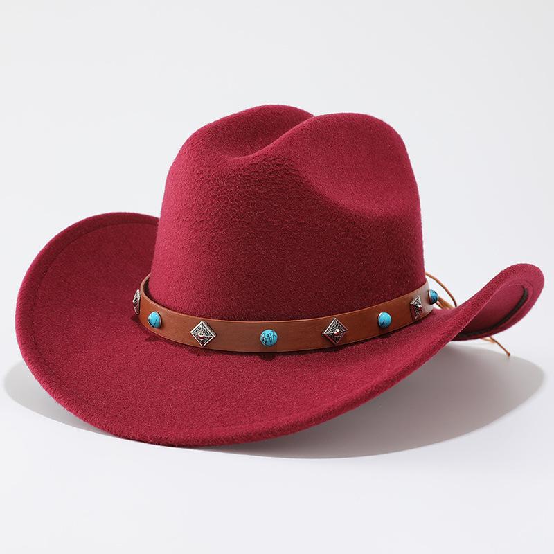 Top Hat Men's and Women's Ethnic Style Tibetan Wool Retro Western Cowboy Hat European and American Jazz Hat Felt Hat