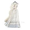 French Neck Lace White Dress Women's Summer Sleeveless Waist Thin A-shaped Long Dress Light Luxury Elegant Style