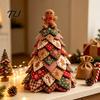 DIY Fabric Quilted Tree Decoration Christmas Kit,3D Patchwork Craft Set for Handmade Holiday Decor Home Beginners,Tabletop with Snowman/Reindeer/Santa