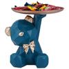 Resin Cool Dog Showpiece With Plate, Home Décor Showpiece, Blue & Silver