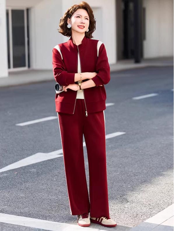 2026 Stylish Women's Spring/Fall Two-Piece Suit for Middle-Aged and Elderly: Casual Outerwear