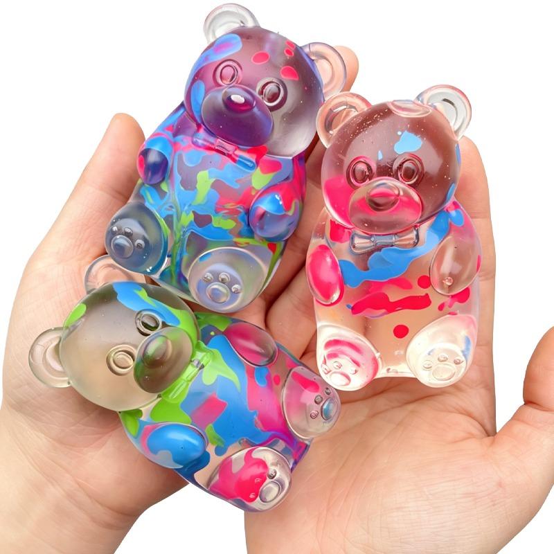 Cute Bear Maltose Stress Ball Squishy Toy Dough Colorful Maltose Fidget Sensory Toy Stretchable Stress Relief Doll Squeeze Toy