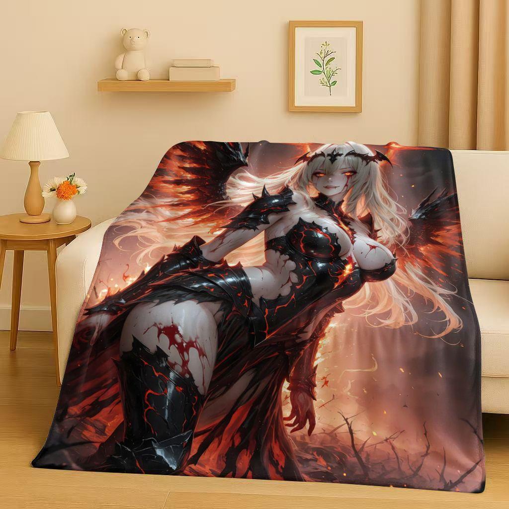 3D Gothic Dark Sexy Girls Cartoon Anime Characters Flannel Blanket,Soft Plush Throw for Home Bedroom Bed Sofa Cover Trave Gift