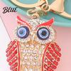 Decorative Owl Keychain Pendant 3D Cartoon Design Sparkling Rhinestones Inlaid