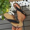 Clip Toe Wedge Heel Sandals for Women Summer Pu Leather Platform Platform Flip Flops Ladies Lightweight Diabetic Walking Sandals