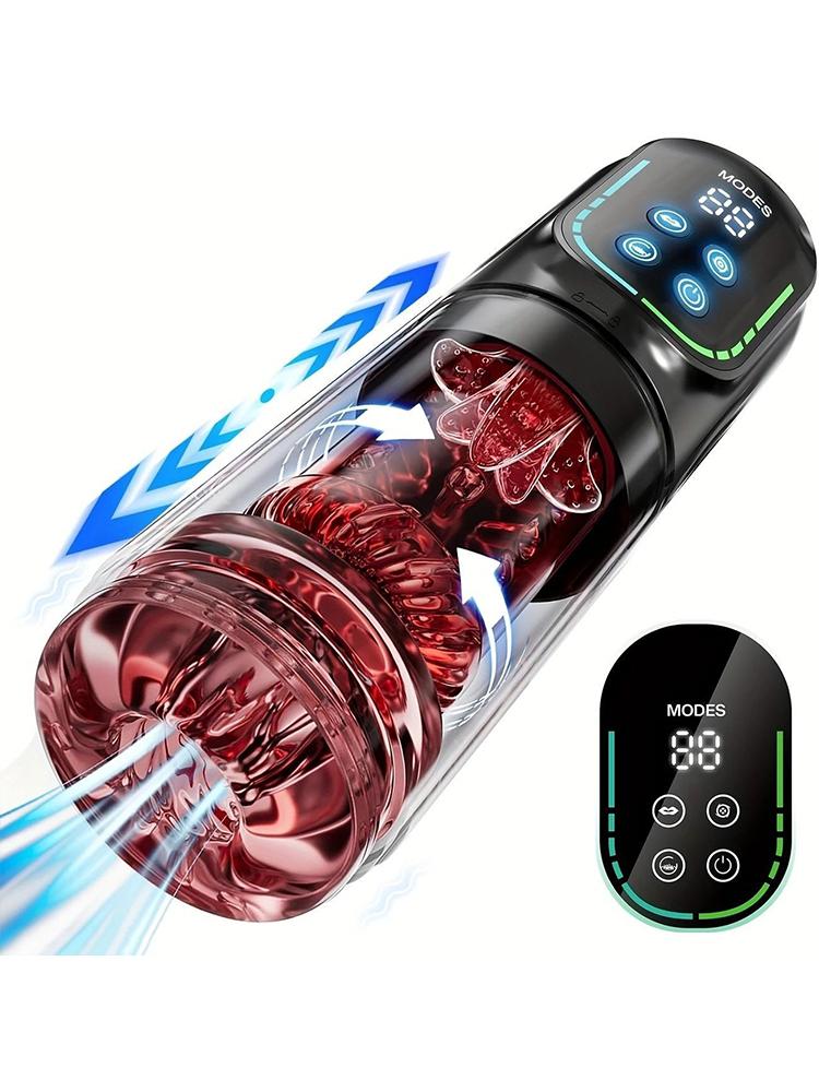Automaatne Tõukav Pöörlemine Meeste Masturbaator Imev Lakkumine LCD Vaakumpenise Pump Vesi SPA Reaalne Taskupill Sekslelud Meestele