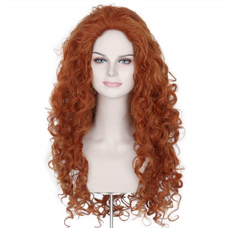 Synthetic Long Curly Orange Hair for Woman Water Wave Wigs Female Costume Cosplay Halloween Party Girls Wig Women