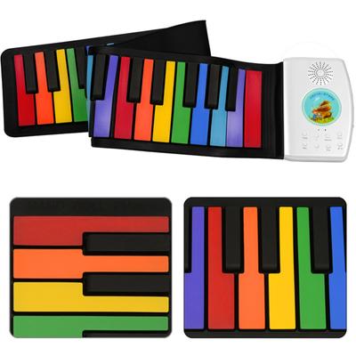 49 Key Hand Rolled Piano Rainbow Silicone Portable Foldable Electronic Piano Instrument For Elementary School Children