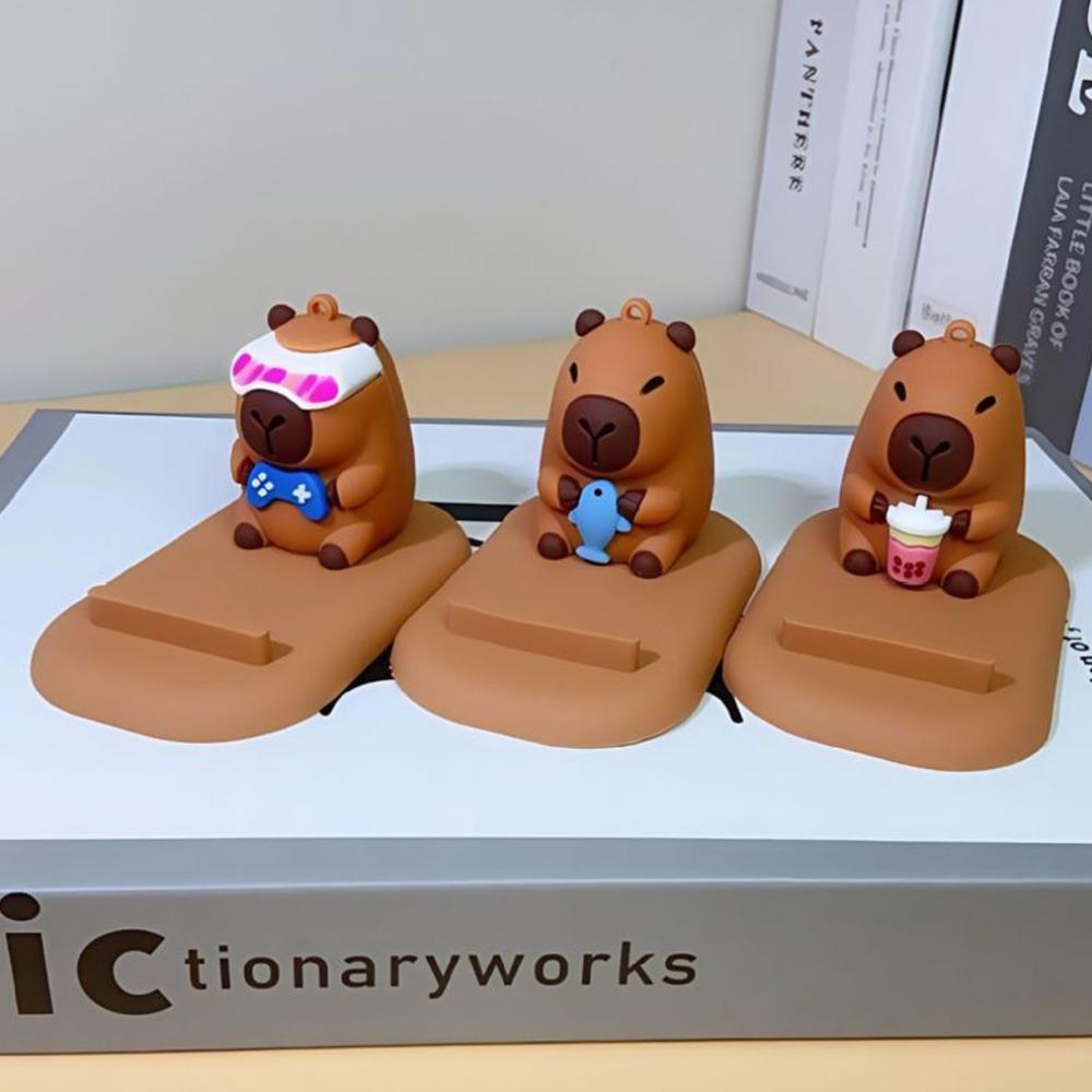 PVC Doll Capybara Phone Holder Figure Model Capybara Cell Phone Bracket Small Gifts