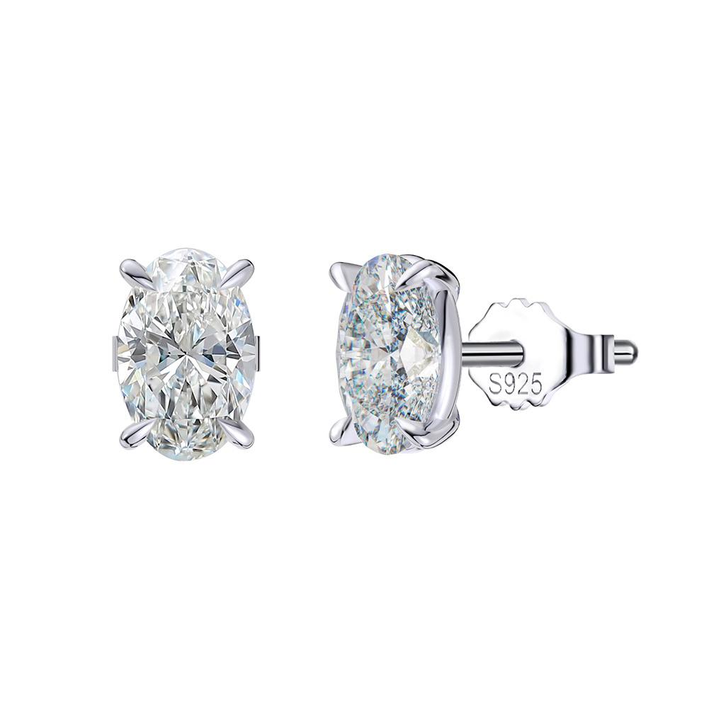 Women Stud Earrings 0.5-3ct Oval Moissanite with Passed Diamond Test S925 Silve Sparkling Jewelry Gift