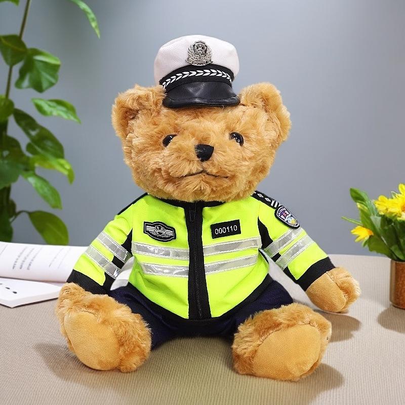 

Дорожная полиция медведь плюшевая игрушка локомотив железная кавалерия полиция медведь кукла детский подарок автомобильная форма кукла девочка 35cm