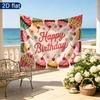 Birthday Party Cupcake Gifts Banner, Multicolor Polyester Backdrop for Wall Hanging Decor