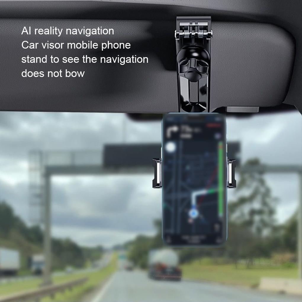 ABS Car Mounted Multifunctional 360 ° Rotating Sunshade Phone Holder Compatible With Various Types Grey