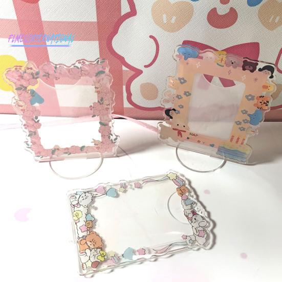 Skiltstativ Ornament - Akryl med uregelmessig bølgekant, Omgivende blomstermønster, 3-tommers album fotokortstativ, Husholdningsbruk