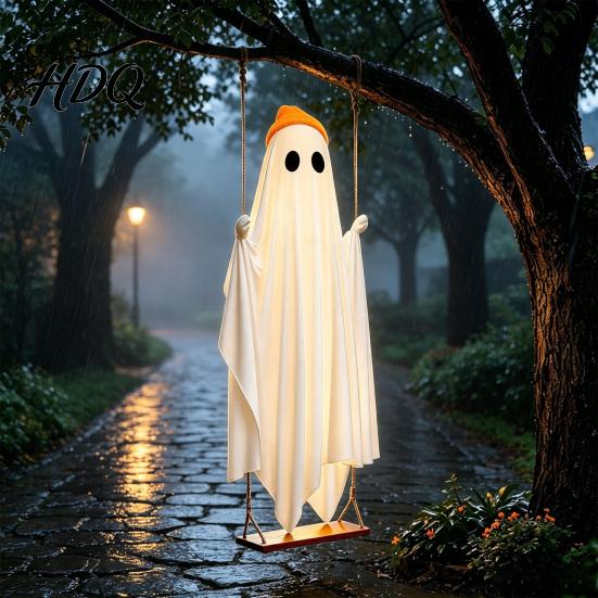 Outdoor Festive Ghost Decorations Halloween Indoor IP44 Waterproof Light Up Hanging Swing Cute Decoration DIY Weather Resistant Yard Ghosts