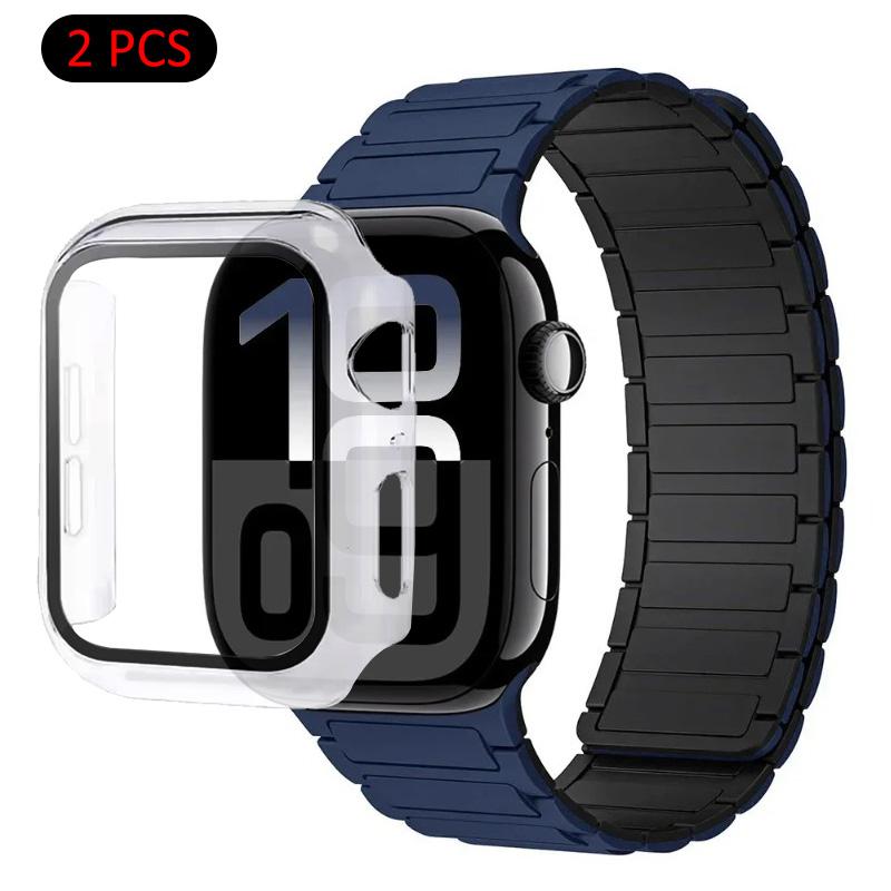 Silicone Strap+Case For Apple Watch Ultra 3/2/1 49mm 11 10 46mm 42mm Magnetic Band iWatch 9 8 7 45mm 41mm 6 5 SE 44mm/40mm Cover