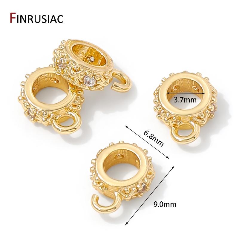 14K Gold Plated Brass Zircon Pendant Connectors Bail Clasps,Bailes For Jewelry,Bail Beads Charm For Bracelet Making Findings