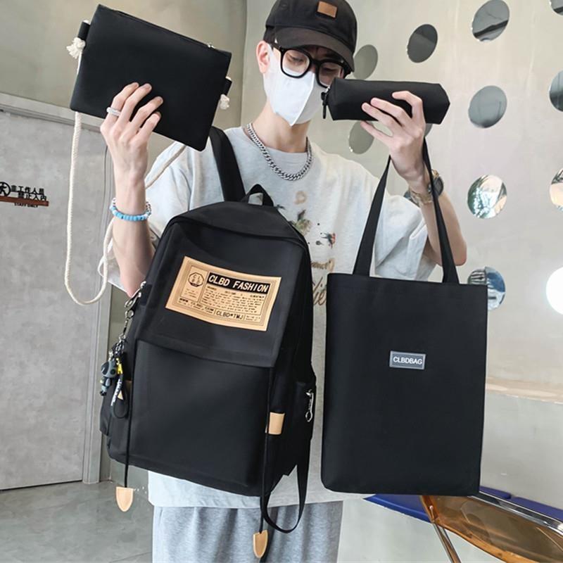 Large Capacity College Student Backpack Men Street Style Nylon Waterproof Bag