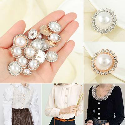 Handmade DIY Sewing Button Shiny Rhinestone Sewing Accessories Pearl Clothing Buttons Shirt Buttons