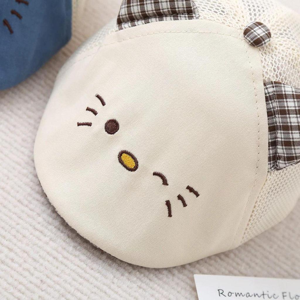 Summer Baby Hat with Cat Ears - Breathable Mesh Beret Baseball Cap for Boys and Girls