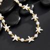 Nature Themed Adjustable Starfish Jewelry With Soft Luster Pearls Comfortable Beaded Neckchain For All Day Use