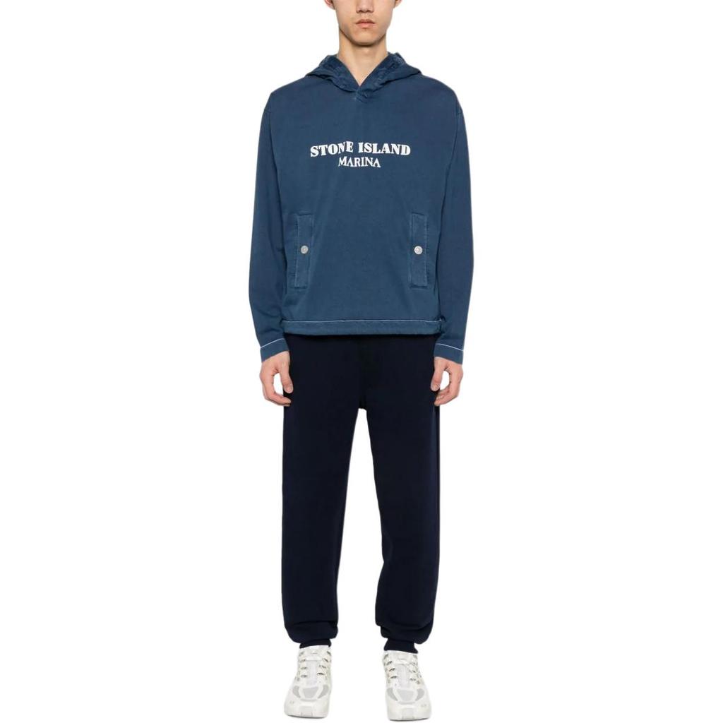 Stone Island Hooded Logo Sweatshirt Men sweatshirts Blue 8015615X2-V0127