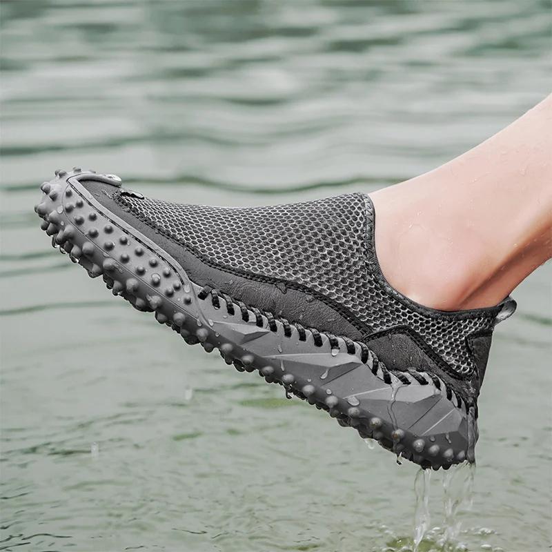 New Summer Men's Mesh Shoes Breathable Flat Casual Shoes Outdoor Walking Men's Sneakers Hiking Shoes Zapatillas Hombre