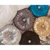 Tresshouse European Round Throw Pillows, Soft Spandex Fabric Pumpkin Pleated Handmade Metallic Accent Circle Insert Cushion Diamond To Enhance for