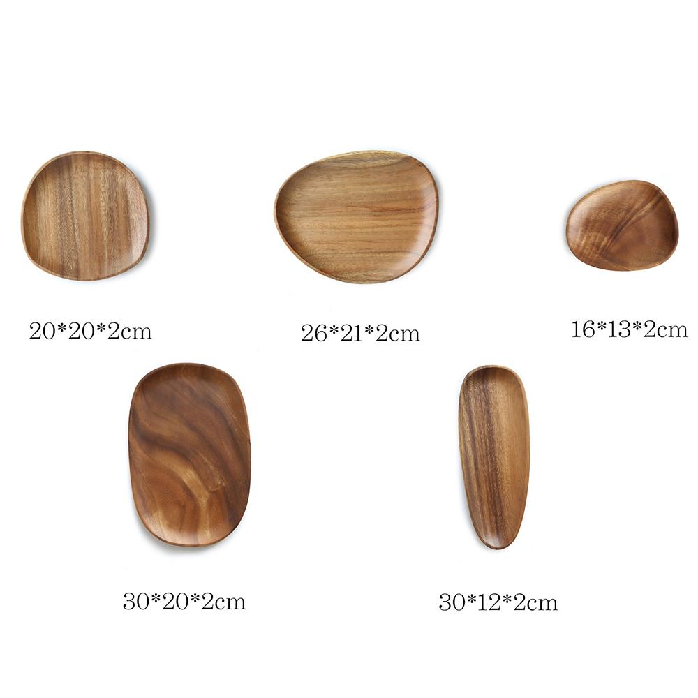 Unregelmäßiger ovaler Essteller aus Massivholz aus Walnuss und Akazie, dekoratives Serviertablett aus Holz, für Gerichte, Snacks, Dim Sum, Obst, Dessert