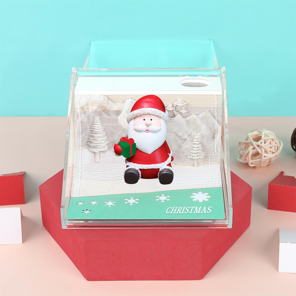 2026 New Hot Selling 3D Note Book Desk Decoration Christmas Paper Carving Custom Creative Note Gift 9*9*5CM красный