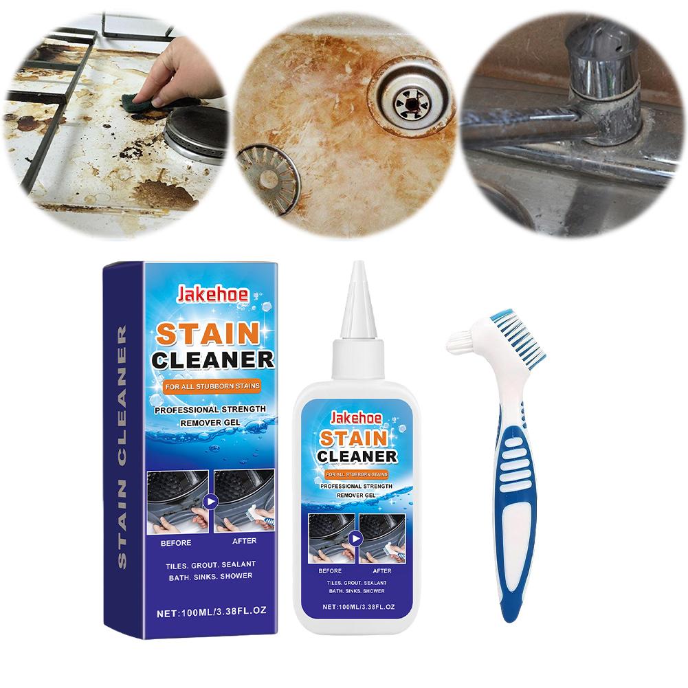 Mold Remover with Brush Quick Acting Stain Remover Gel for Bathroom Washing Machine Refrigerator Strip Kitchen Cleaner Gel